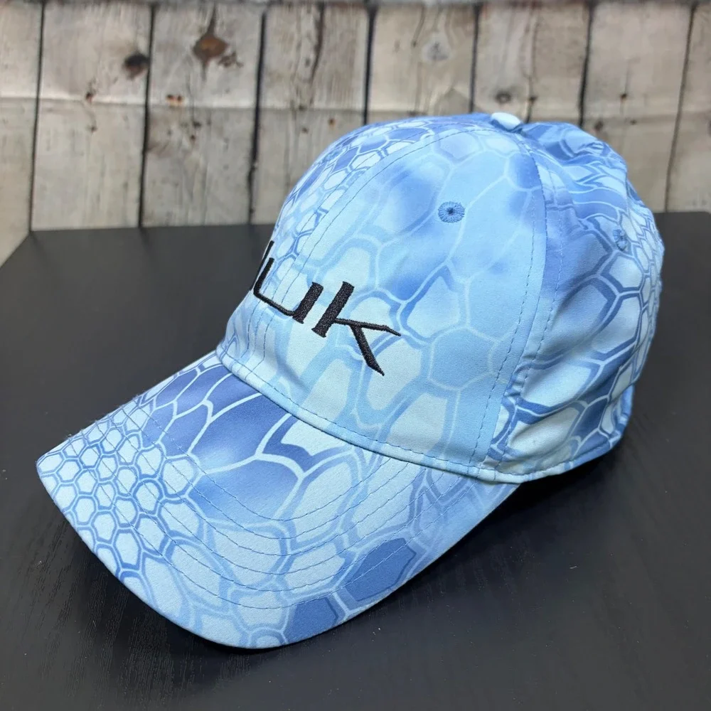 Huk Performance Fishing Hat Kryptek Pontus Blue Camo Stretch Fit Cap Mens M-L
